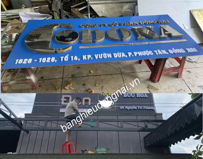 bảng hiệu alu chữ inox tại biên hòa