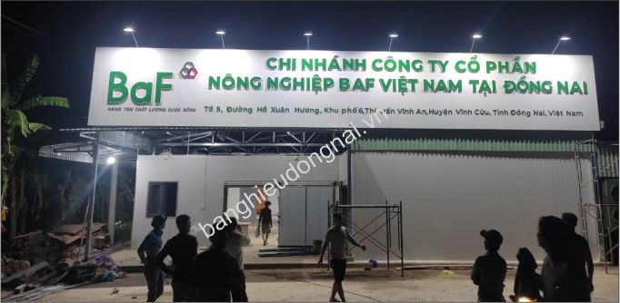 Bảng hiệu alu chữ nổi của công ty BAF Vĩnh Cửu