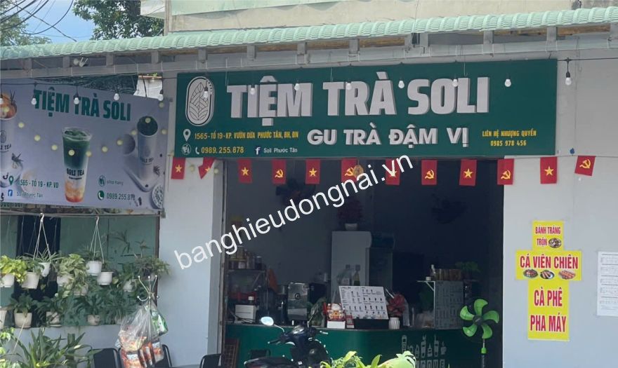 Hình ảnh công trình quảng cáo đã hoàn thành (bảng hiệu, decor) tại Ca fe Soli ở Phước Tân, Biên Hòa.