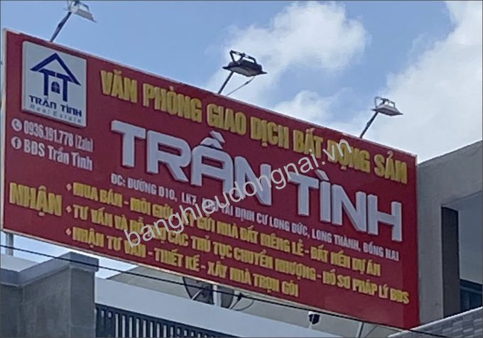 thi công bảng hiệu quảng cáo alu chữ nổi TTrần Tỉnh xã Long Đức, Long Thành