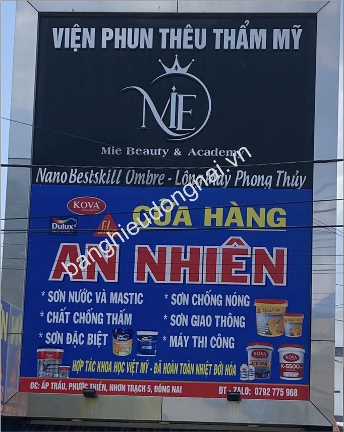 Bảng hiệu alu chữ nổi của hàng An nhiên Nhơn Trạch
