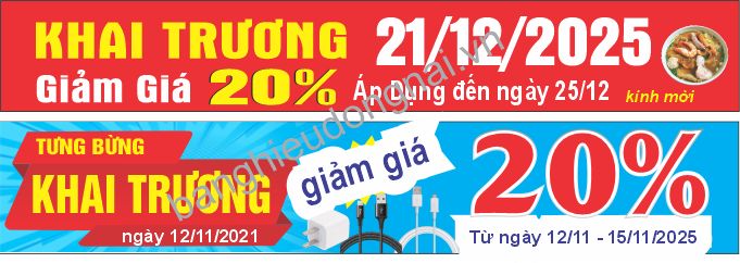 In băng rôn khai trương cho các cửa hàng Long Khánh