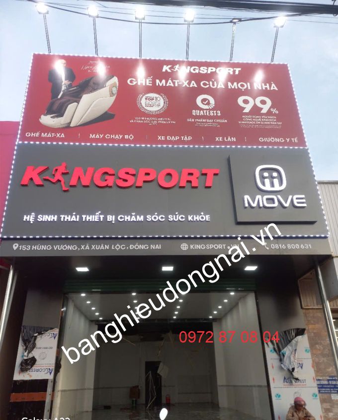 Thia công bảng hiệu alu chữ nổi cho ghế masage Kingsport Xuân Lộc - Đồng Nai