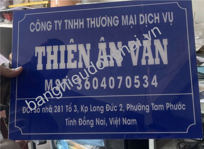 Bảng hiệu mica tên công ty Thiên Ân Vân Tam Phước - Đồng Nai
