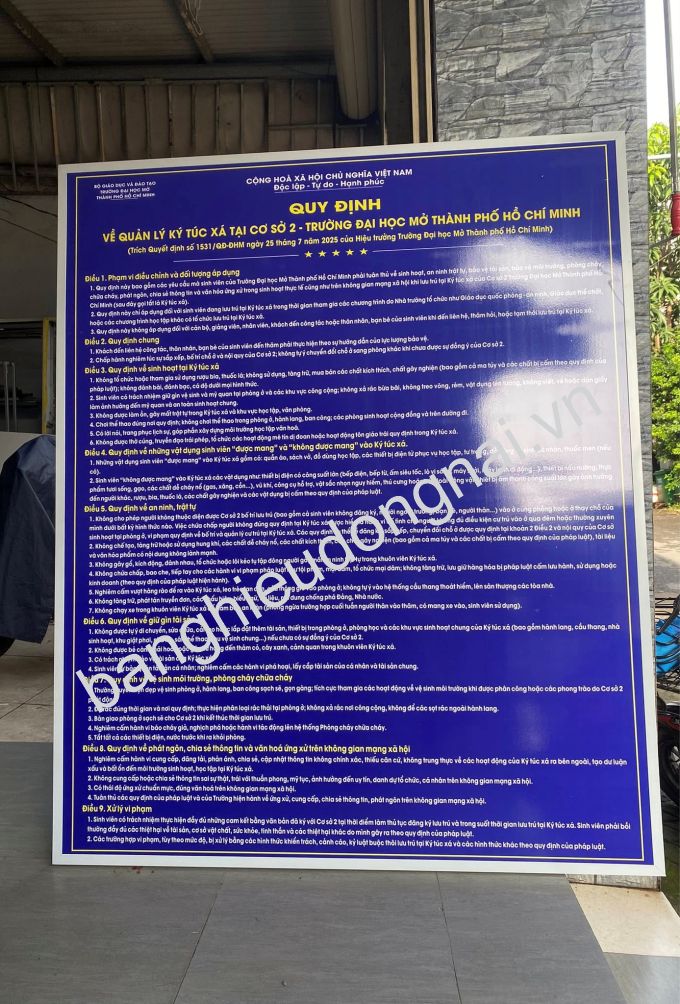 Bảng nội quy trường ĐẠI HỌC MỞTPHCM CƠ SỞ 2 TẠI ĐỒNG NAI