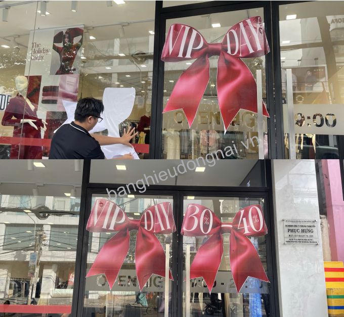 dán decal giảm giá cửa hàng Eva Biên Hòa