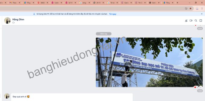 Hình ảnh zalo cô Hằng đại diện cho trường phản hồi