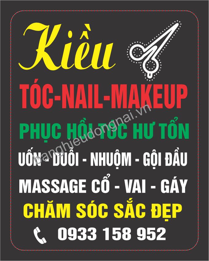 Bản vẽ demo bảng hiệu alu tóc, nail kiều biên hòa